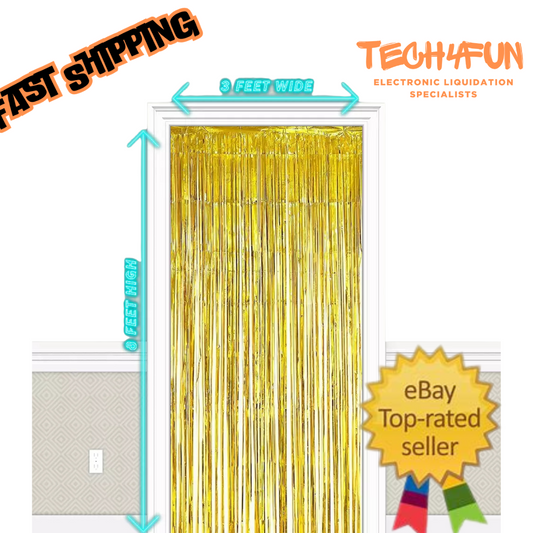 2-Pack Metallic Foil Fringe Curtain Tinsel Photo Backdrop Party Birthday Decor 3x8 ft