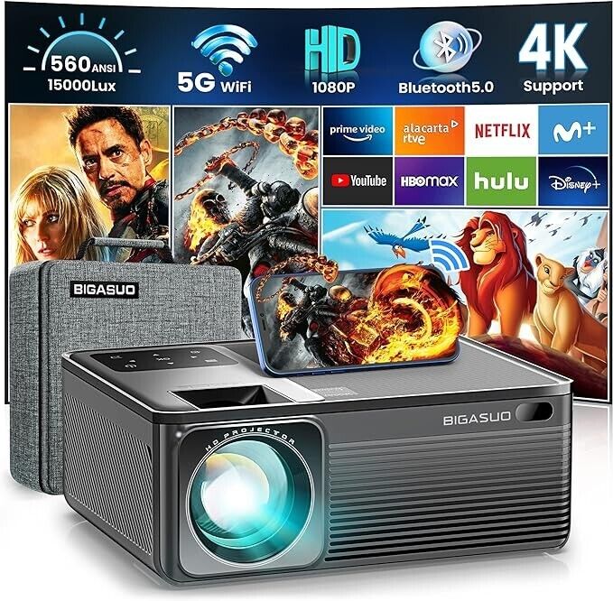 4k/1080P Projector with 5G WiFi and Bluetooth connectivity-Tech4Fun