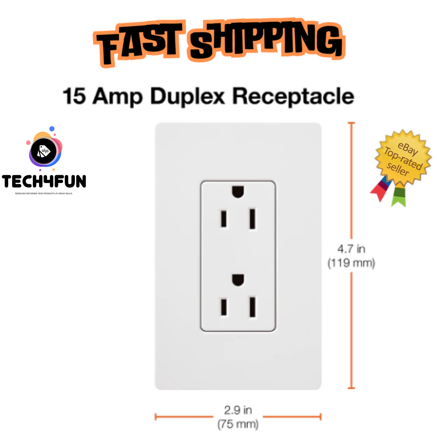 Claro 15A Duplex Receptacle, Satin (Biscuit)