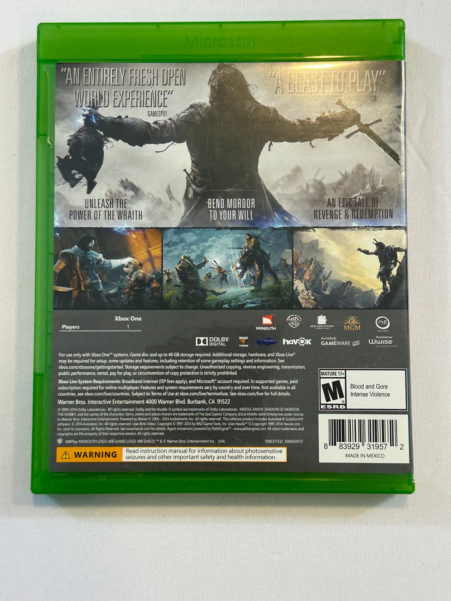 Middle Earth: Shadow of Mordor - Xbox One - Video Game - VERY GOOD