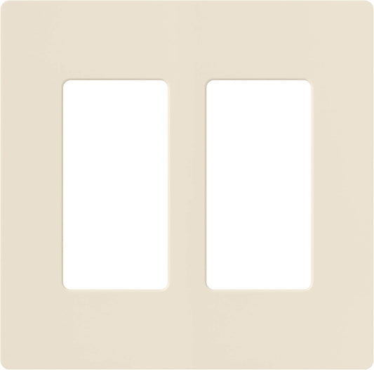 Lutron Claro 2 Gang Decorator/Rocker Wallplate - Gloss - Light Almond