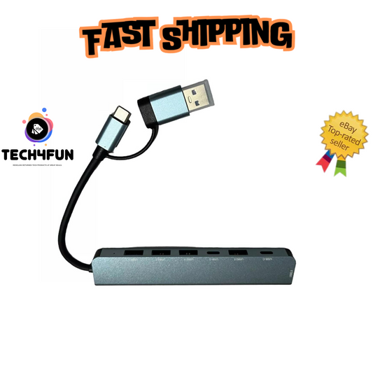 7 in 1 USB 2.0 Hub Multiport Card Reader Adapter Laptop Docking Station Type-C