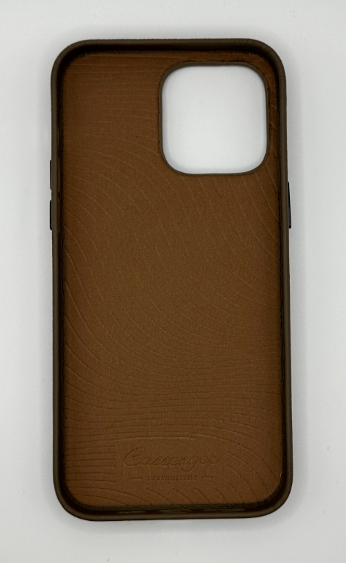 Brown Cassenger Fashion Series for iPhone 14 Pro Max Case Genuine Leather Phone Case